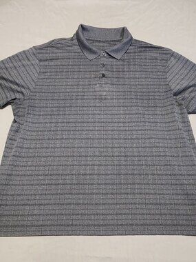 Haggar Men's XL Cool 18 Performance Collar Polo Gray Grey Square Stripe Golf